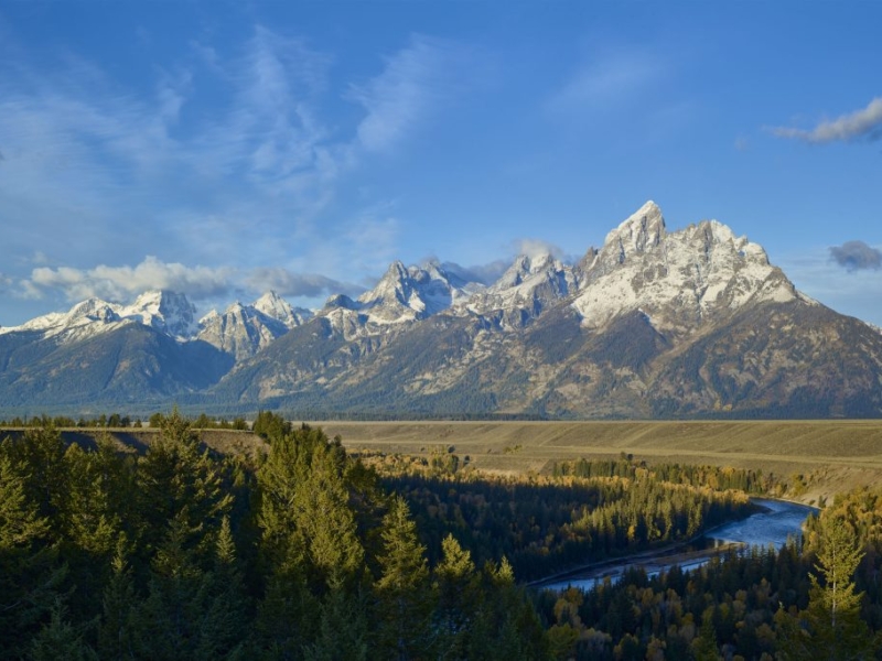 Sunrise on the Tetons from the Snake River Overlook Grand Tetons National Park