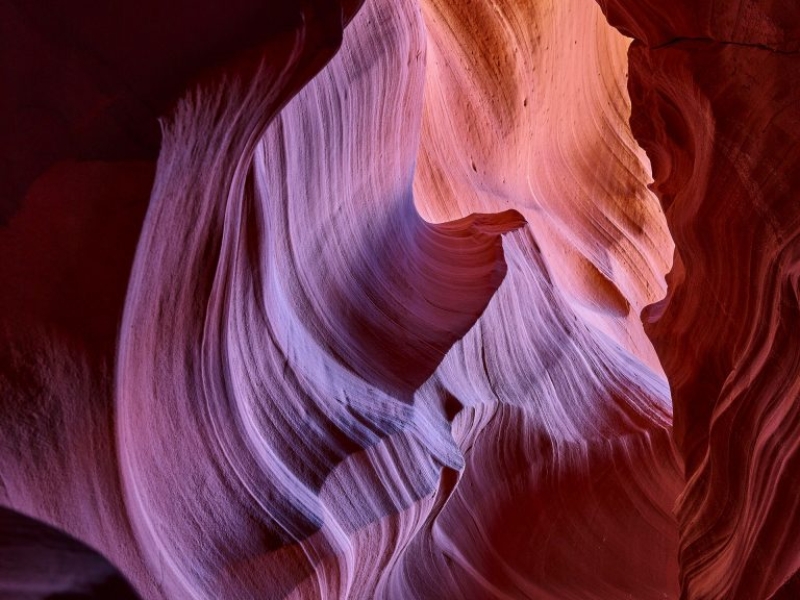 Upper antelope canyon slot canyon on Navajo Lands Page Arizona in the sandstone desert of the American southwest