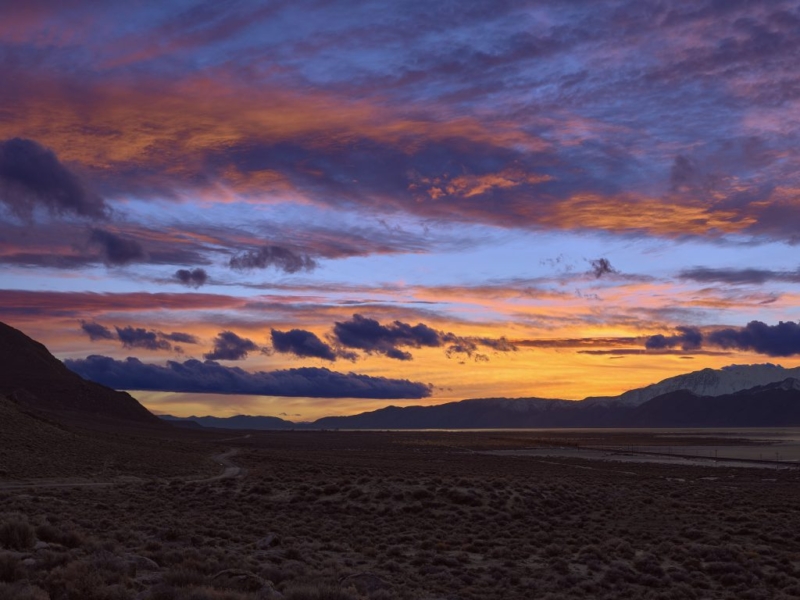 Sunset on the black rock desert playa Gerlach Nevada Trego Hot Springs