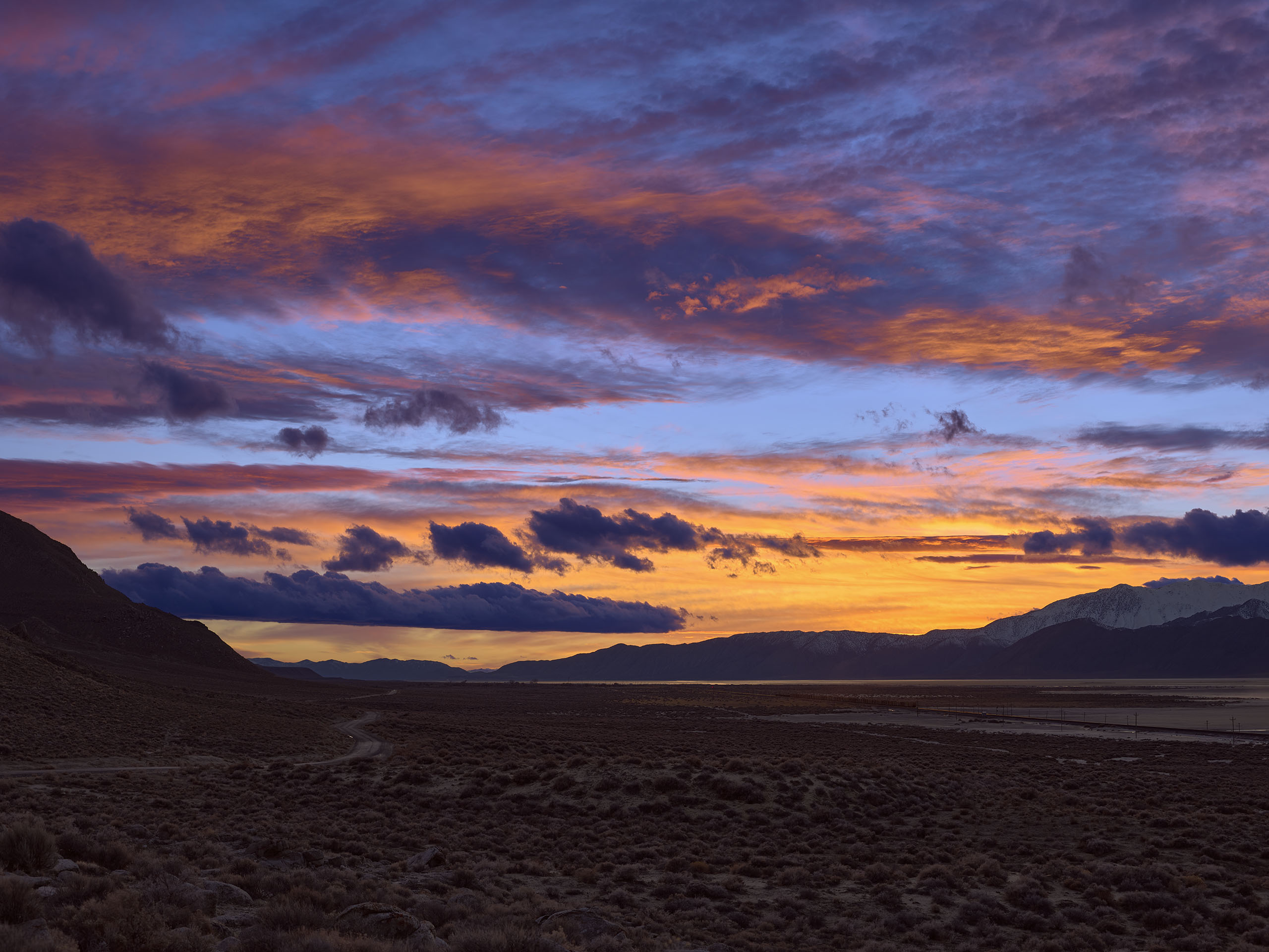 Sunset on the black rock desert playa Gerlach Nevada Trego Hot Springs
