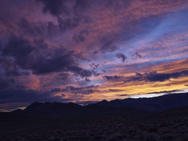 Sunset on the black rock desert playa Gerlach Nevada Soldier Meadows Road